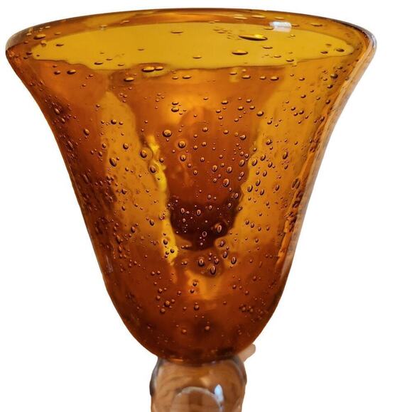 Artland Seeded Bubble Glass Goblets Set Of 4 Iris Amber 14 Oz Gold Iced Tea Vtg - Picture 2 of 5